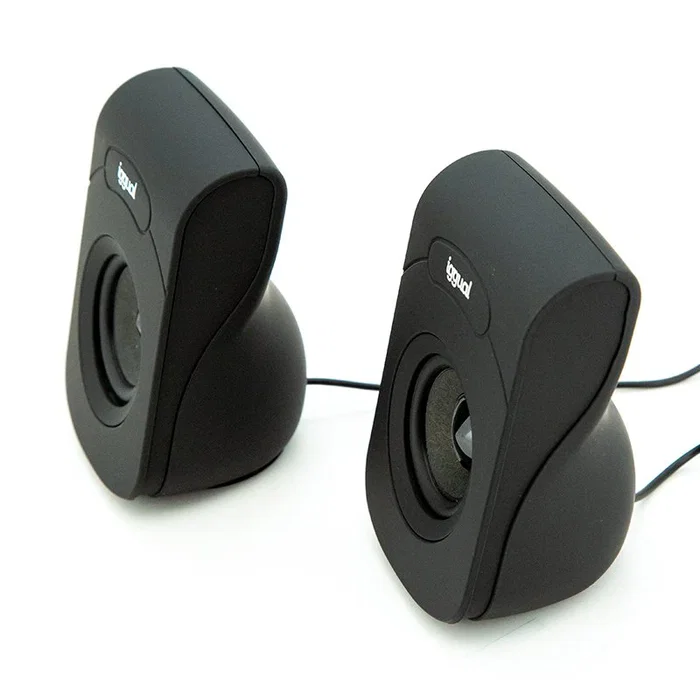 Iggual IGG316993 Altavoces 2.0 para PC, 6W Total, Color Negro, Conexión USB y Mini-Jack 3.5 mm, Plug & Play, Control de Volumen en Cable