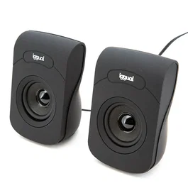 Iggual IGG316993 Altavoces 2.0 para PC, 6W Total, Color Negro, Conexión USB y Mini-Jack 3.5 mm, Plug & Play, Control de Volumen en Cable