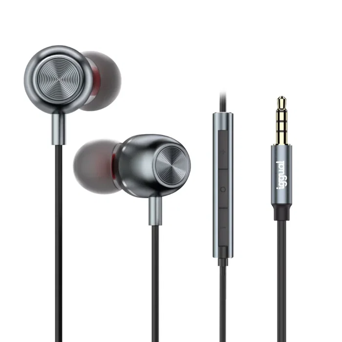 Iggual IGG317037 Auriculares con Micrófono Intrauditivos Alámbricos para Llamadas y Música - Conector 3.5 mm, Control de Volumen, Imán de Neodimio, Negro
