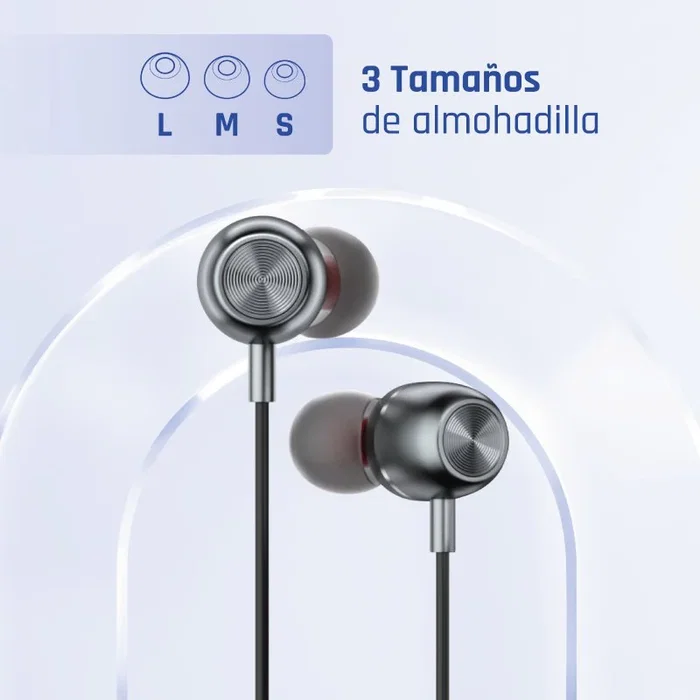 Iggual IGG317037 Auriculares con Micrófono Intrauditivos Alámbricos para Llamadas y Música - Conector 3.5 mm, Control de Volumen, Imán de Neodimio, Negro