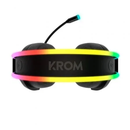 Krom NXKROMKLAIM Auriculares Gaming Klaim con Micrófono Omnidireccional, Control Volumen, RGB Rainbow LED, Drivers 50mm, Jack 3.5mm/USB, Negros