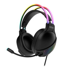 Krom NXKROMKLAIM Auriculares Gaming Klaim con Micrófono Omnidireccional, Control Volumen, RGB Rainbow LED, Drivers 50mm, Jack 3.5mm/USB, Negros