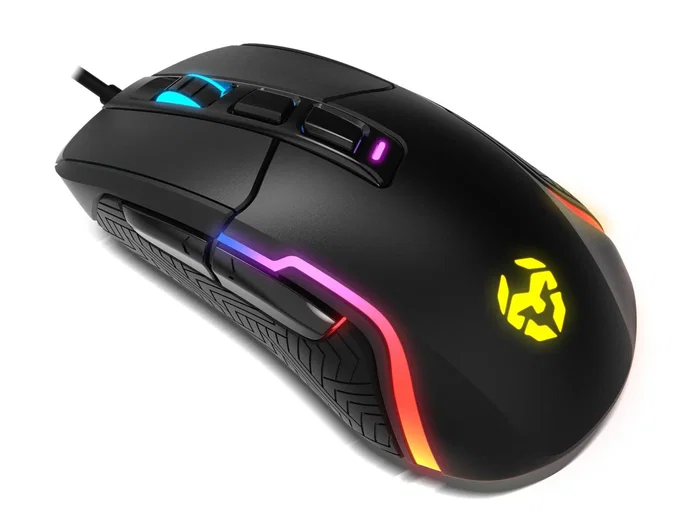 Krom Kick Ratón Gaming RGB para Diestro, Sensor Óptico PixArt 3327 de 12000 DPI, 7 Botones Programables, Cable USB de 1.5m, Iluminación LED Personalizable, Negro