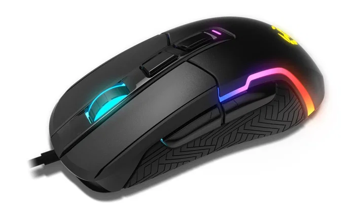 Krom Kick Ratón Gaming RGB para Diestro, Sensor Óptico PixArt 3327 de 12000 DPI, 7 Botones Programables, Cable USB de 1.5m, Iluminación LED Personalizable, Negro