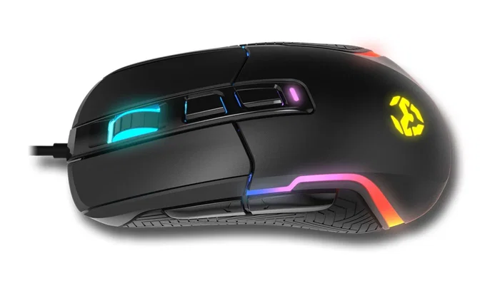 Krom Kick Ratón Gaming RGB para Diestro, Sensor Óptico PixArt 3327 de 12000 DPI, 7 Botones Programables, Cable USB de 1.5m, Iluminación LED Personalizable, Negro