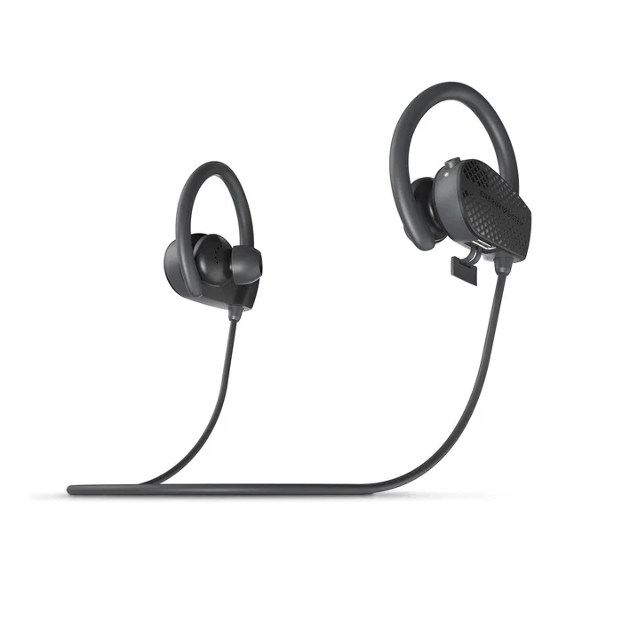 Energy Sistem Sport 1+ Auriculares Deportivos Inalámbricos Bluetooth 5.1 con Gancho de Oreja, Micrófono, Resistente al Sudor, Secure-Fit, Hasta 8h, USB-C, Negro (Dark)