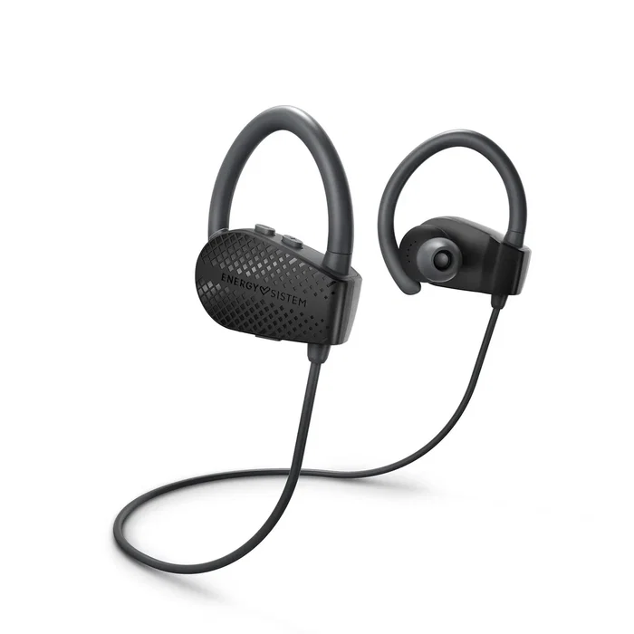 Energy Sistem Sport 1+ Auriculares Deportivos Inalámbricos Bluetooth 5.1 con Gancho de Oreja, Micrófono, Resistente al Sudor, Secure-Fit, Hasta 8h, USB-C, Negro (Dark)