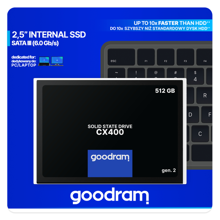 GOODRAM SSD CX400 gen.2 512GB 2.5" SATA III 3D TLC NAND