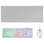 Mars Gaming Kit Teclado + Ratón Gamer RGB Blanco Híbrido H-MECH con Switch de Membrana Español, Ratón 10K DPI Óptico 6 Botones y Alfombrilla XXL 800x300mm - Combo MCPXWES Premium