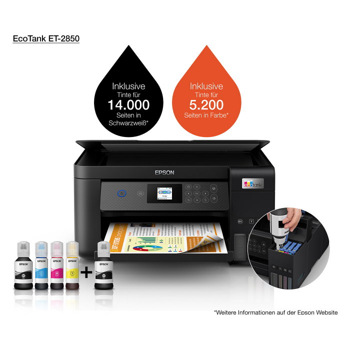 Epson EcoTank ET-2850 Impresora Multifunción 3en1 A4 Wi-Fi Dúplex Epson EcoTank ET-2850 Impresora Multifunción 3en1 A4 Wi-Fi Dúplex