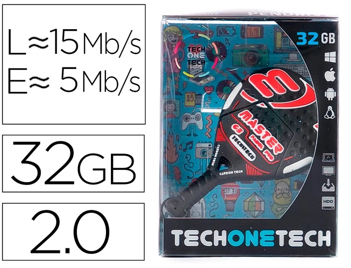 Tech One Tech Pendrive Raqueta de Padel 32 GB Tech One Tech Pendrive Raqueta de Padel 32 GB