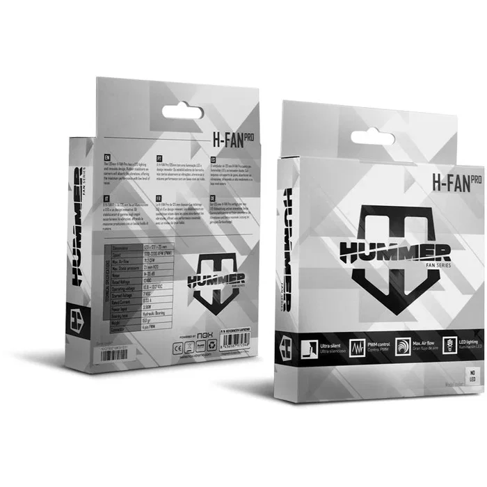 NOX Hummer H-FAN PRO Ventilador para PC 120mm PWM Negro/Blanco - 71.2 CFM, 35 dB, Hidráulico