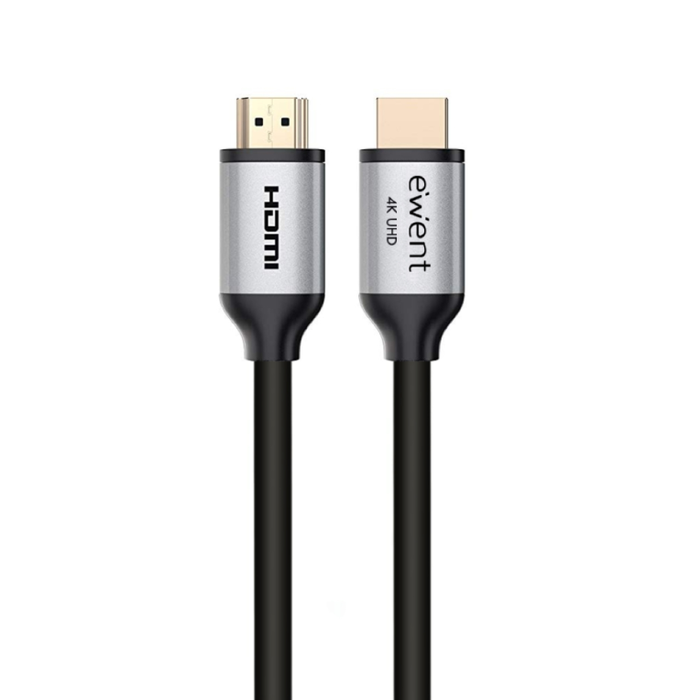 EWENT Cable HDMI 2.0 3 Metros Alta Velocidad 4K HDR Negro con Contactos Chapados en Oro