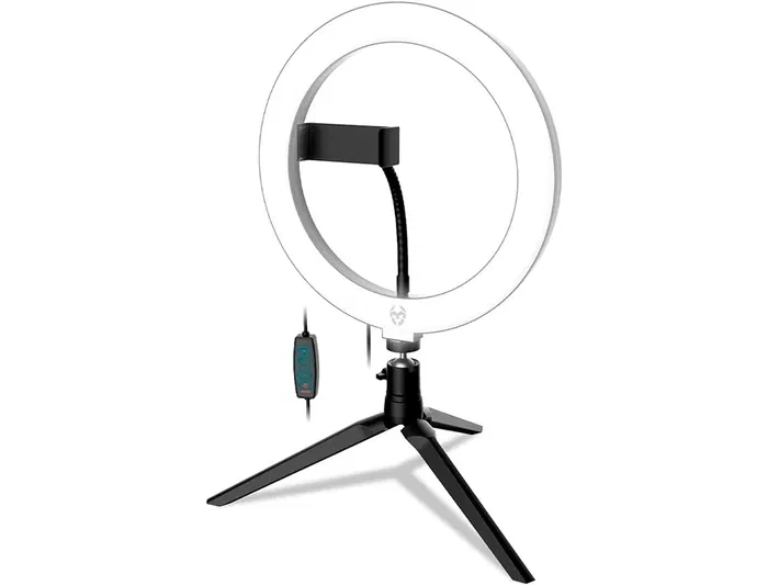 Aro De Luz Krom Kight Led 25 cm Diametro 3 Modos En Color Con Tripode Incluido