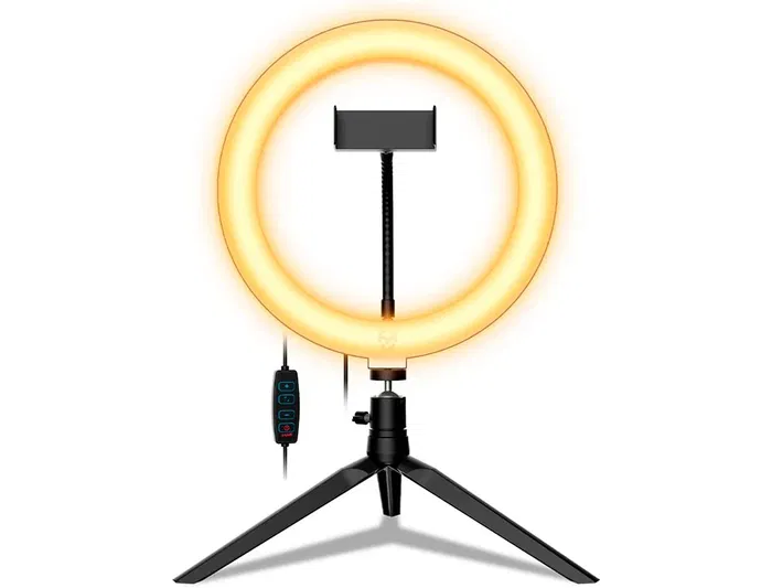 Aro De Luz Krom Kight Led 25 cm Diametro 3 Modos En Color Con Tripode Incluido