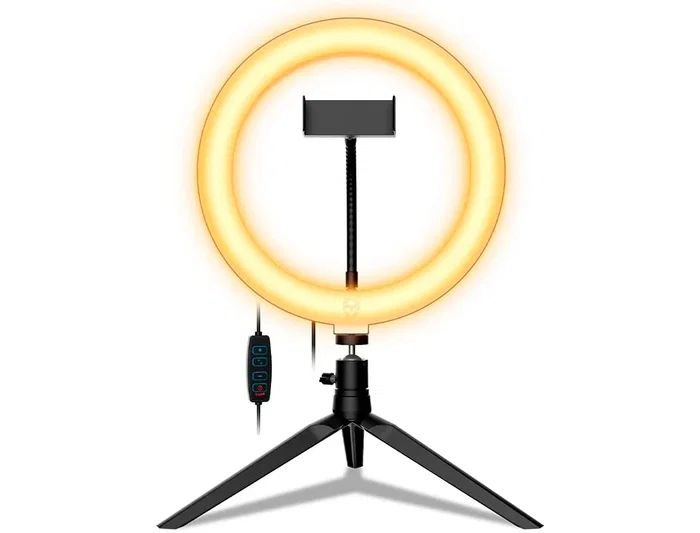 Aro De Luz Krom Kight Led 25 cm Diametro 3 Modos En Color Con Tripode Incluido