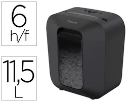 Fellowes LX25 Destructora de Documentos, Capacidad 6 Hojas, Partículas 4x37mm, Nivel Seguridad P-4, Grapas, Clips y Tarjetas, Papelera 11,5 L
