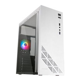 Mars Gaming Caja MC100W Semitorre ATX Gaming Blanca con Ventilador RGB Frontal, USB 3.0, Ventana Lateral y Gestión de Cableado