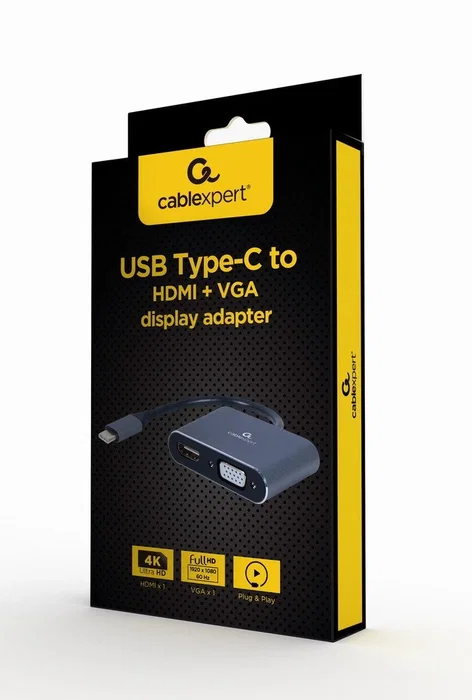 Gembird Adaptador USB Tipo C a HDMI y VGA Gris A-USB3C-HDMIVGA-01