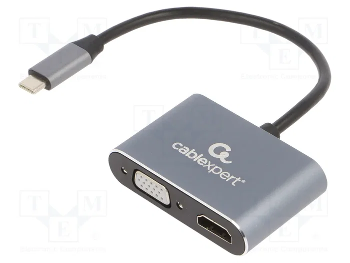 Gembird Adaptador USB Tipo C a HDMI y VGA Gris A-USB3C-HDMIVGA-01