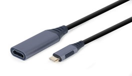 GEMBIRD Adaptador de cable de video USB Tipo C a HDMI A-USB3C-HDMI-01 Negro, Gris