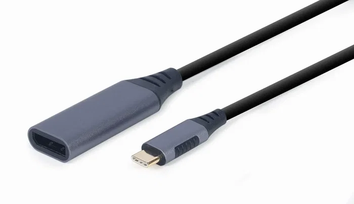 Cablexpert A-USB3C-DPF-01 Adaptador de Cable USB Tipo C a DisplayPort Macho/Hembra, 0.15m, Resolución 4K 60Hz, Color Gris