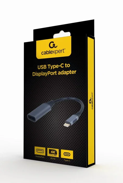 Cablexpert A-USB3C-DPF-01 Adaptador de Cable USB Tipo C a DisplayPort Macho/Hembra, 0.15m, Resolución 4K 60Hz, Color Gris