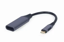 Cablexpert A-USB3C-DPF-01 Adaptador de Cable USB Tipo C a DisplayPort Macho/Hembra, 0.15m, Resolución 4K 60Hz, Color Gris