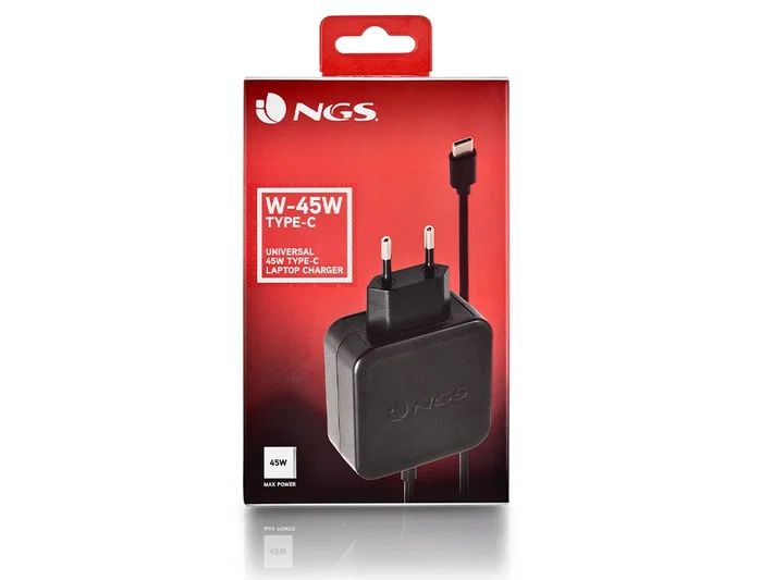 NGS Cargador Universal de Pared 45W USB-C W-45WTYPEC Negro