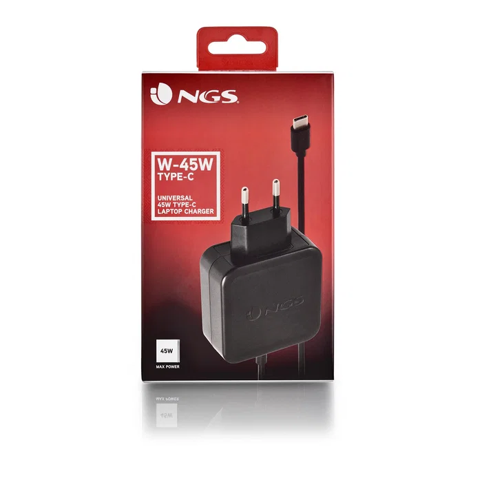 NGS Cargador Universal de Pared 45W USB-C W-45WTYPEC Negro NGS Cargador Universal de Pared 45W USB-C W-45WTYPEC Negro