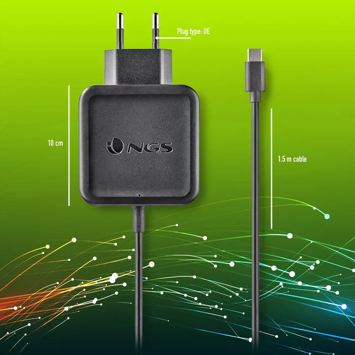 NGS Cargador Universal de Pared 45W USB-C W-45WTYPEC Negro NGS Cargador Universal de Pared 45W USB-C W-45WTYPEC Negro