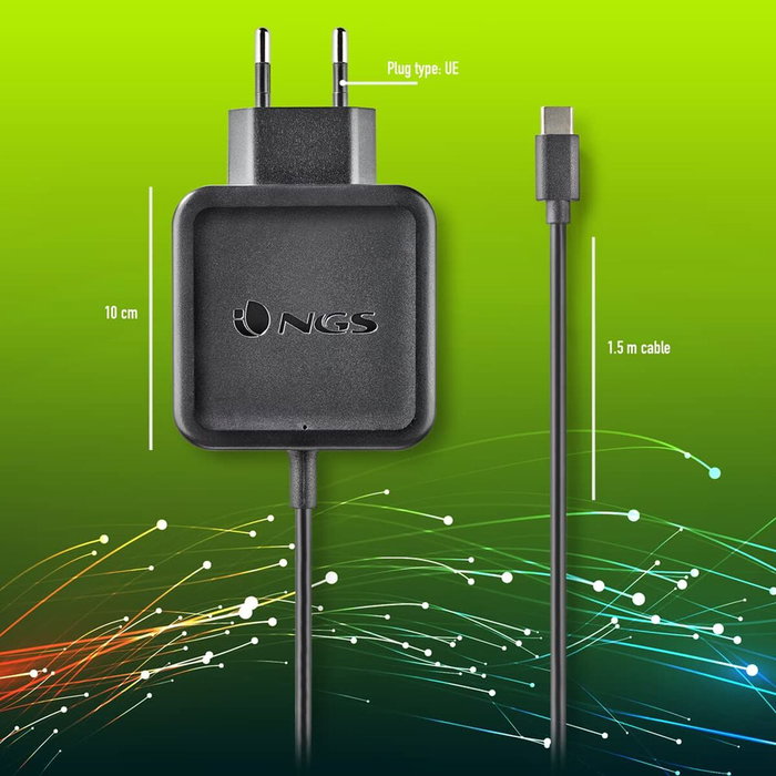 NGS Cargador Universal de Pared 45W USB-C W-45WTYPEC Negro