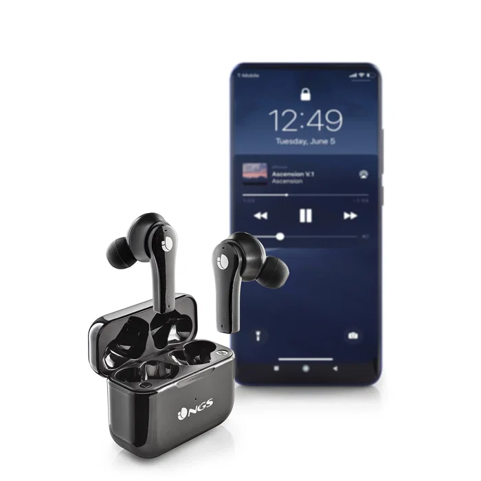 NGS Ártica Bloom Auriculares Bluetooth con Estuche de Carga Negro