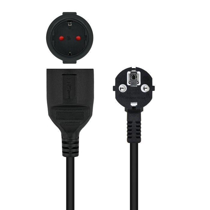 Nanocable Cable de Alimentación Alargador Schuko Negro 2 m Nanocable Cable de Alimentación Alargador Schuko Negro 2 m