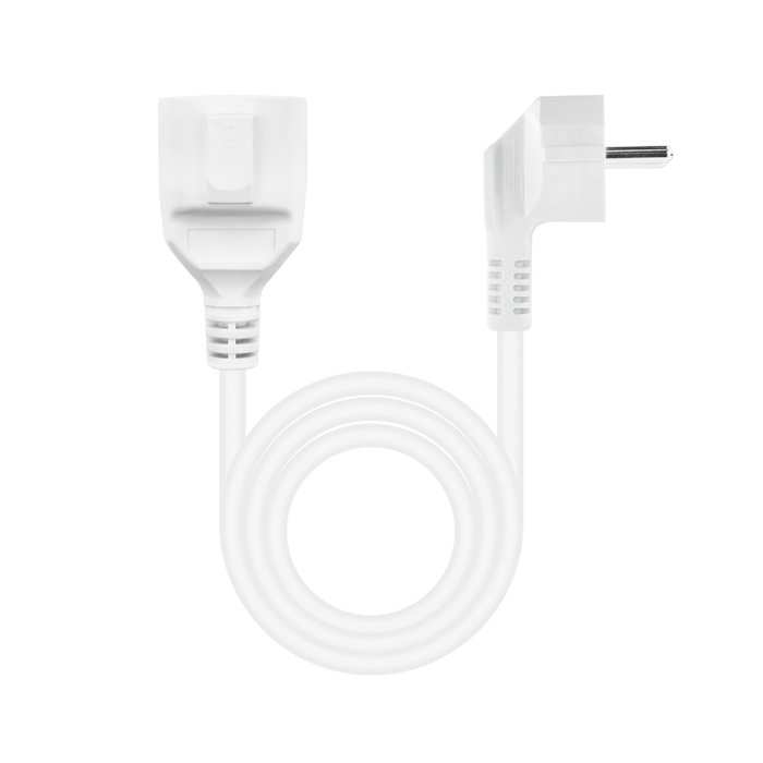Nanocable Cable de Alimentación Alargador Schuko, 5 m, Blanco
