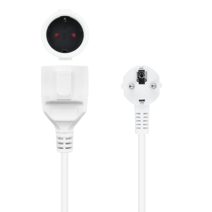 Nanocable Cable de Alimentación Alargador Schuko, 5 m, Blanco