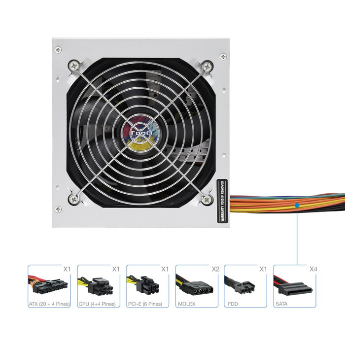 Tooq Fuente de Alimentación TQAPOLO-500SP ATX 500W Plata Tooq Fuente de Alimentación TQAPOLO-500SP ATX 500W Plata