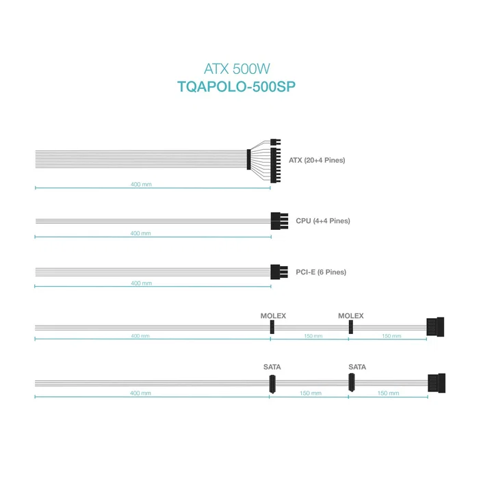 Tooq TQAPOLO-500SP 500W ATX Plata