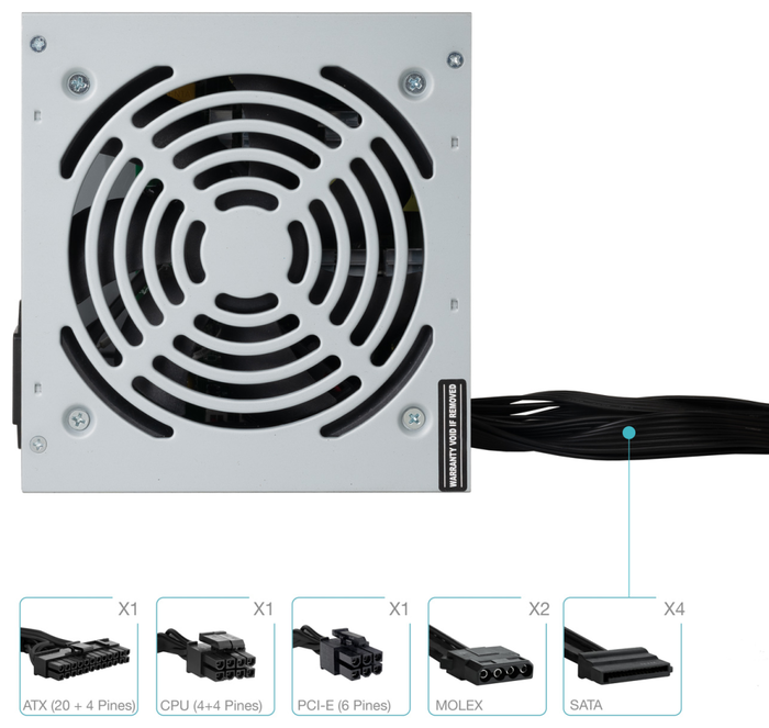 Tooq Fuente de Alimentación TQAPOLO-500SP ATX 500W Plata Tooq Fuente de Alimentación TQAPOLO-500SP ATX 500W Plata