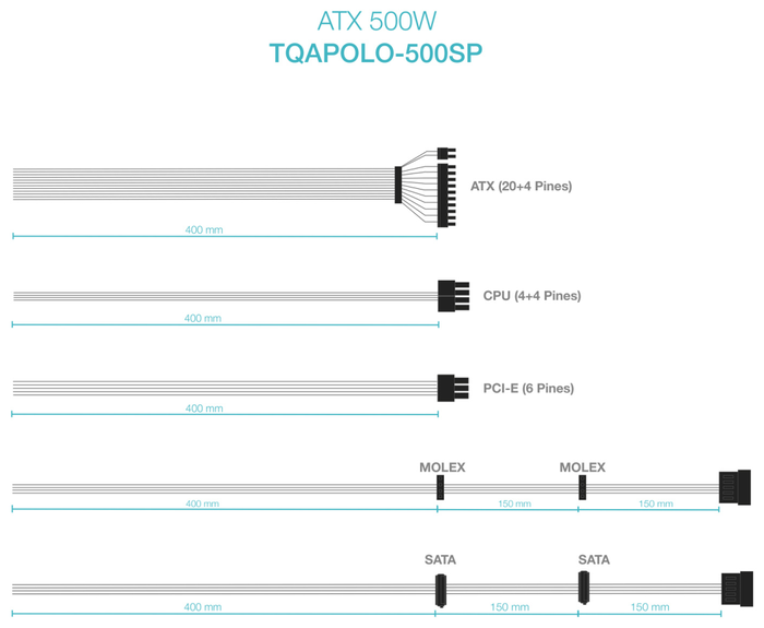 Tooq Fuente de Alimentación TQAPOLO-500SP ATX 500W Plata Tooq Fuente de Alimentación TQAPOLO-500SP ATX 500W Plata