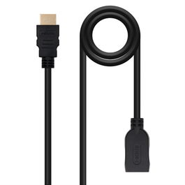 Nanocable Cable HDMI 2.0 A/M-A/H 2m Negro, 18Gbps, 4K@60Hz, HDR, 3D, Conectores Dorados, Alta Velocidad, 4K Ultra HD