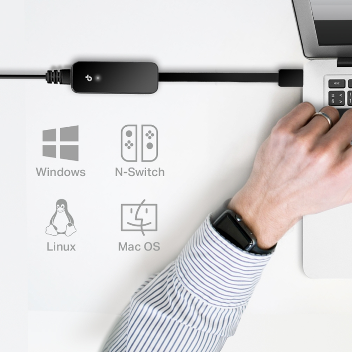 TP-Link UE306 Base para portátil y replicador de puertos Negro, Gigabit Ethernet, Conectar y usar (Plug and Play)