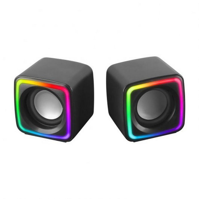 Mars Gaming MSCUBE Altavoces Gaming Compactos RGB ACTIVE-FLOW 8W, DSP, Control de Volumen, USB/Alimentación 3.5mm, 274g