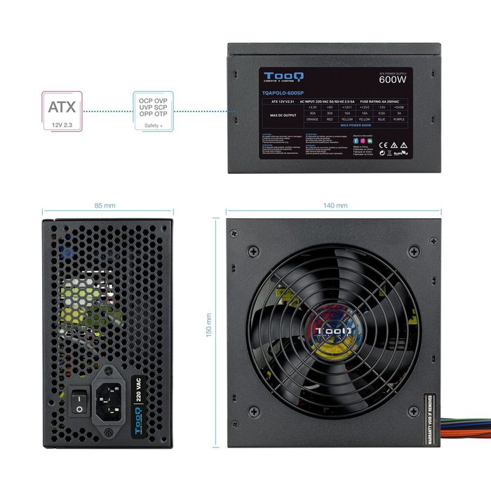 TOOQ TQAPOLO-600SP 600W PFC Activo Negro