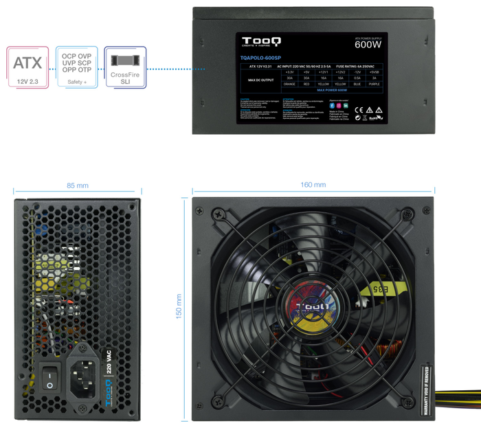 TOOQ TQAPOLO-600SP 600W PFC Activo Negro
