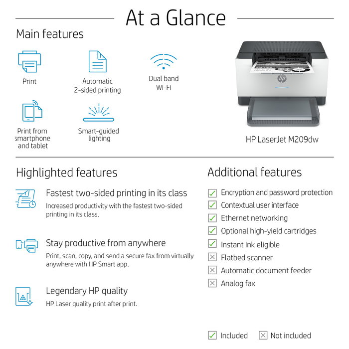 HP LaserJet M209dw Impresora Láser Monocromo Blanco HP LaserJet M209dw Impresora Láser Monocromo Blanco
