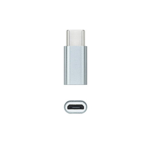 Nanocable Adaptador USB-C a Micro USB, Aluminio, Gris