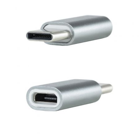 Nano Cable 10.02.0011 Adaptador USB-C Macho - MicroUSB Hembra Aluminio Gris