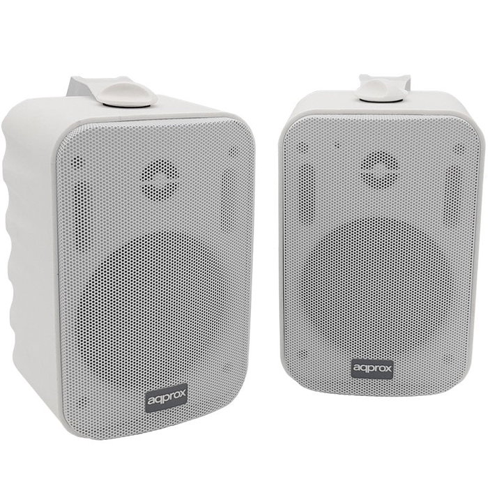 Approx APPSPK15X2 Altavoz Autoamplificado para Pared, 2x15W (30W RMS), Blanco, Rango Frecuencia 80Hz-20kHz, 8 Ohm, Con Entradas RCA y Soporte de Montaje