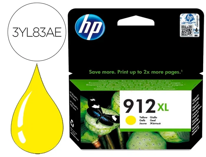 HP Cartucho de tinta Original 912XL Amarillo (3YL83AE) HP Cartucho de tinta Original 912XL Amarillo (3YL83AE)